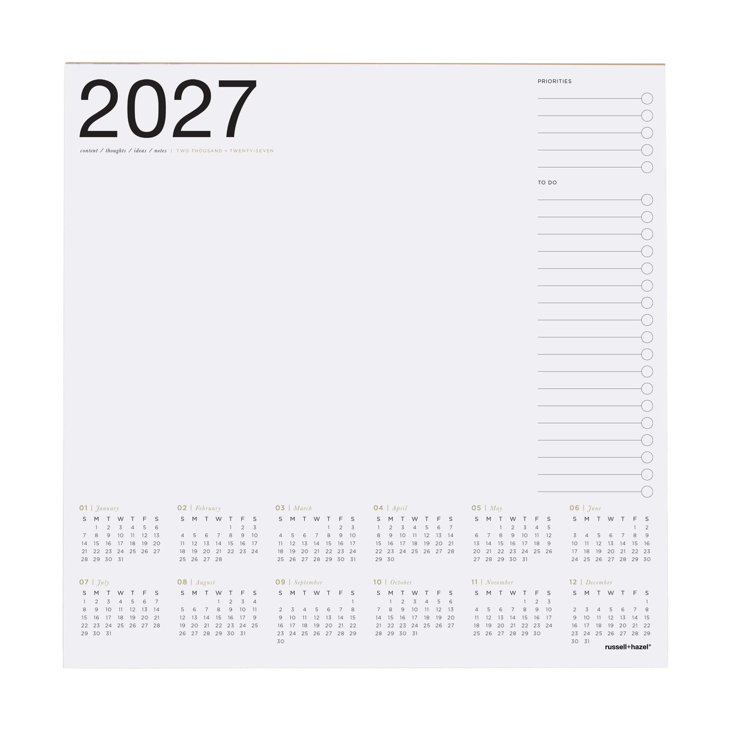 2027 Smart Deck Desktop Calendar 2027 110112 russell+hazel Calendar