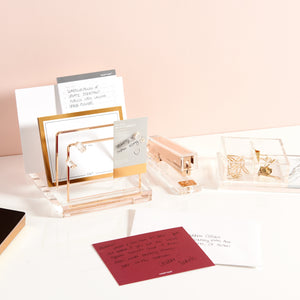 Acrylic + Brass Collator - 6.75" xx 5.75" x 4.315" Desktop Organizer 93923 russell+hazel Acrylic Organization