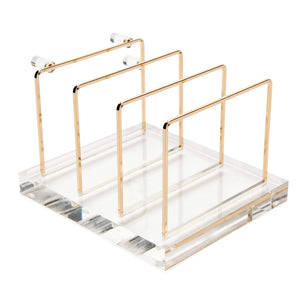 Acrylic + Brass Collator - 6.75" xx 5.75" x 4.315" Desktop Organizer 93923 russell+hazel Acrylic Organization
