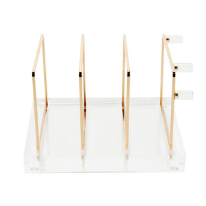 Acrylic + Brass Collator - 6.75" xx 5.75" x 4.315" Desktop Organizer 93923 russell+hazel Acrylic Organization