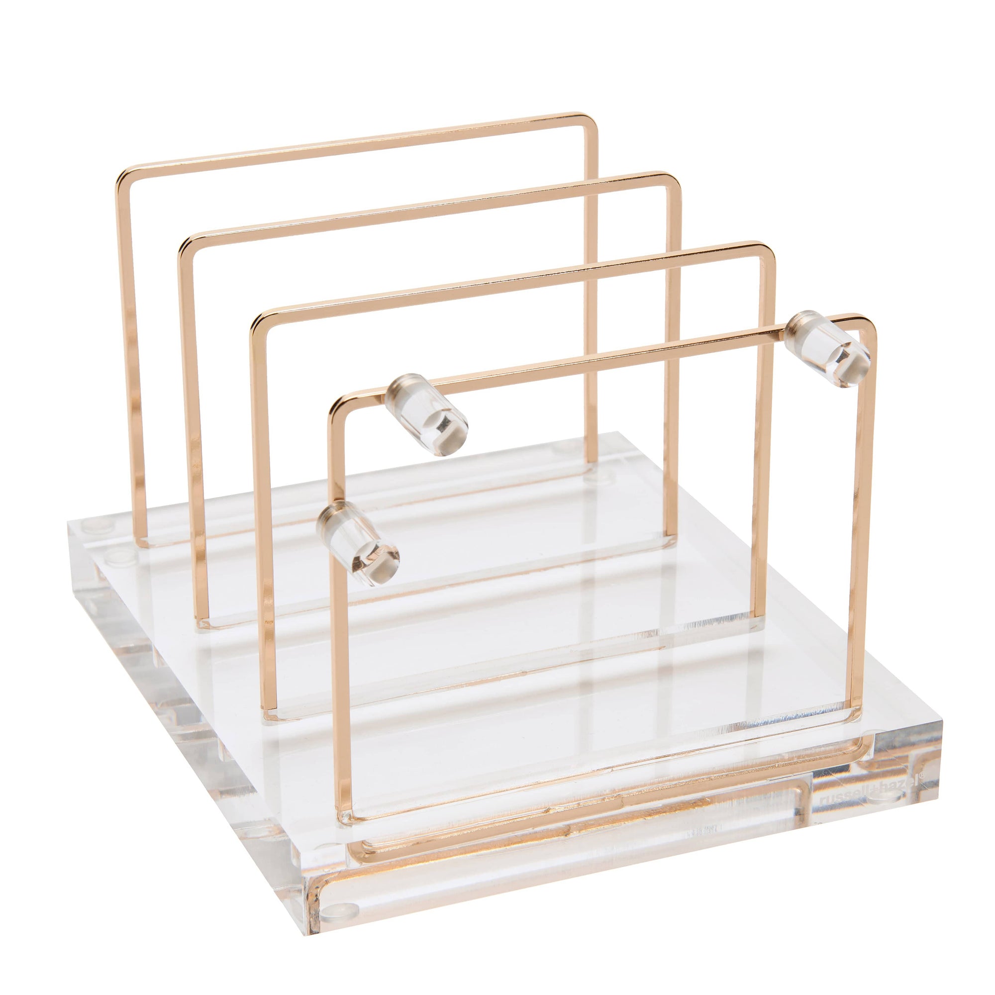 Acrylic + Brass Collator - 6.75" xx 5.75" x 4.315" Desktop Organizer 93923 russell+hazel Acrylic Organization