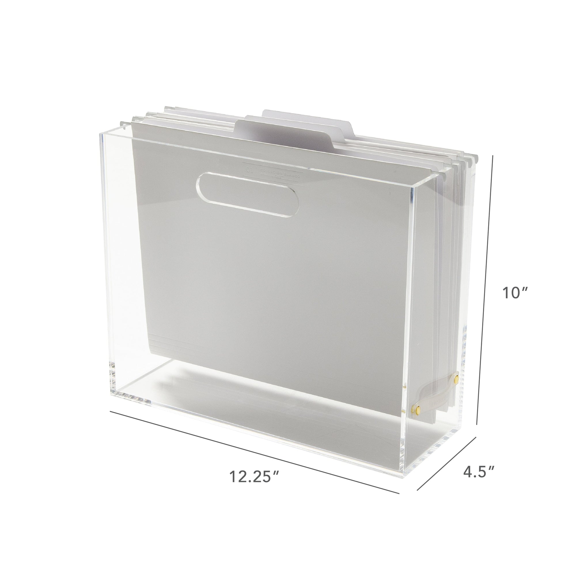 Slim File Folder Box Clear Acrylic Slim Hanging File Box, Letter Sized, 4.5