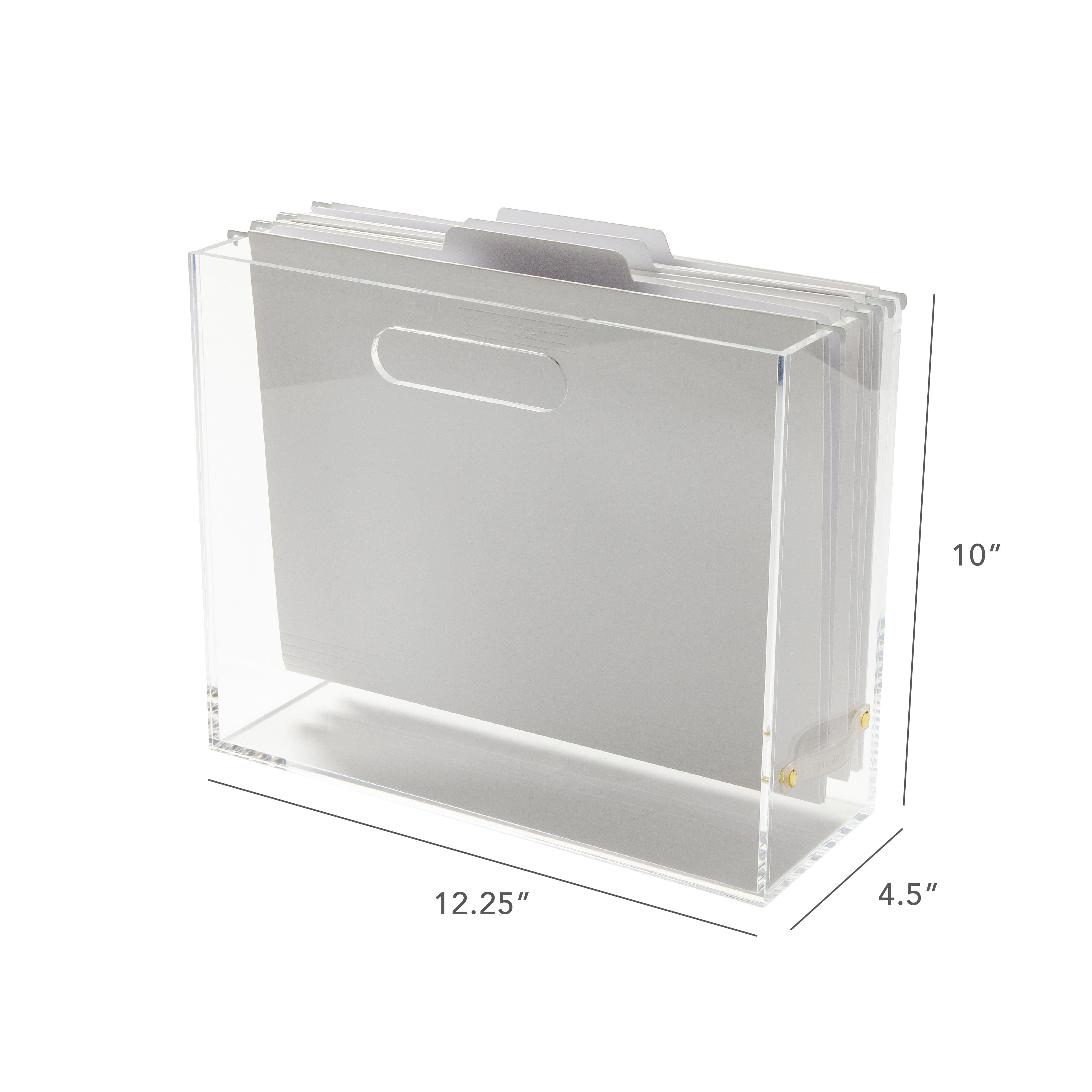 Clear Acrylic Slim Hanging File Box, Letter Sized, 4.5
