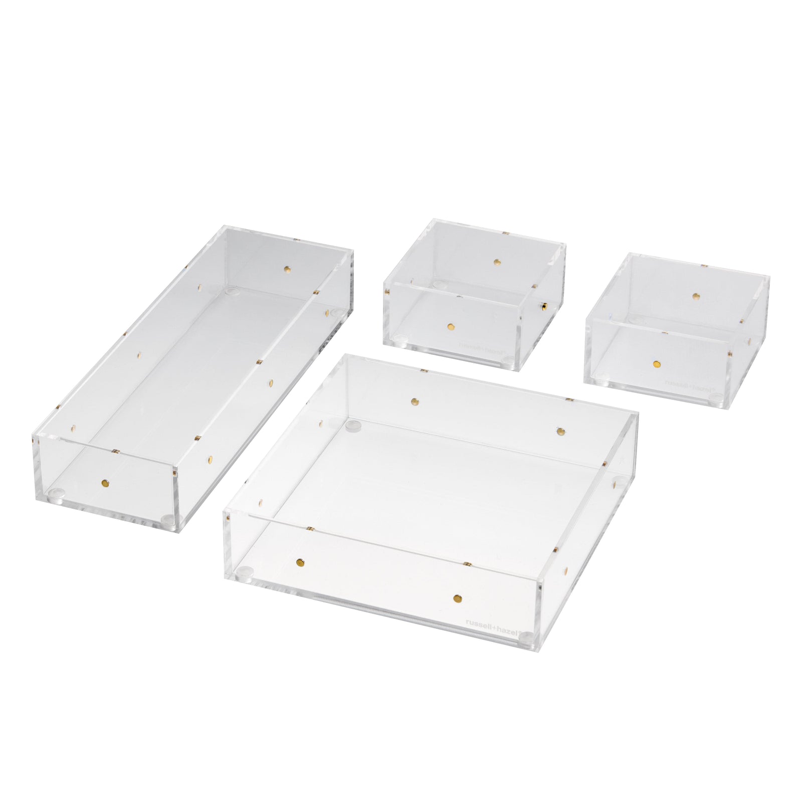 Acrylic Magnetic Drawer Organizer Set - Makeup Vanity Storage, Office Desk Drawer Organizer and Kitchen Drawer Organizer - 4 Compartments 102760 russell+hazel Acrylic Organization