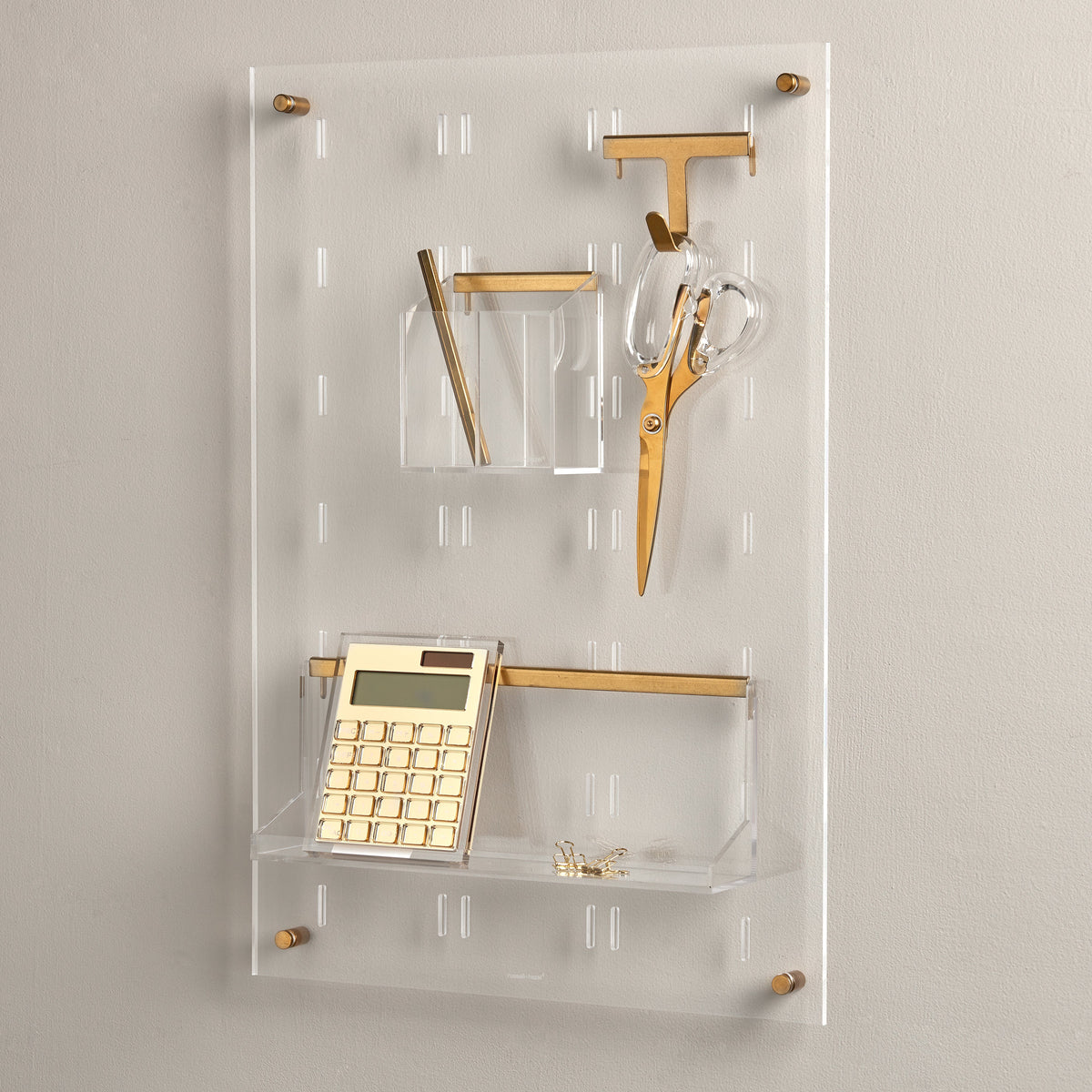Acrylic Wall Peg Board and Shelf Bundle 100383 russell+hazel Acrylic Organization