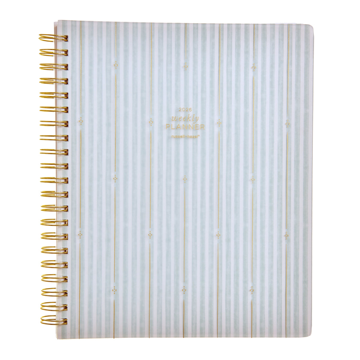 COMING SOON! 2026 January-December Weekly Planner - Spiral PP - Stripes with Gold Foil 105865 russell+hazel Planner