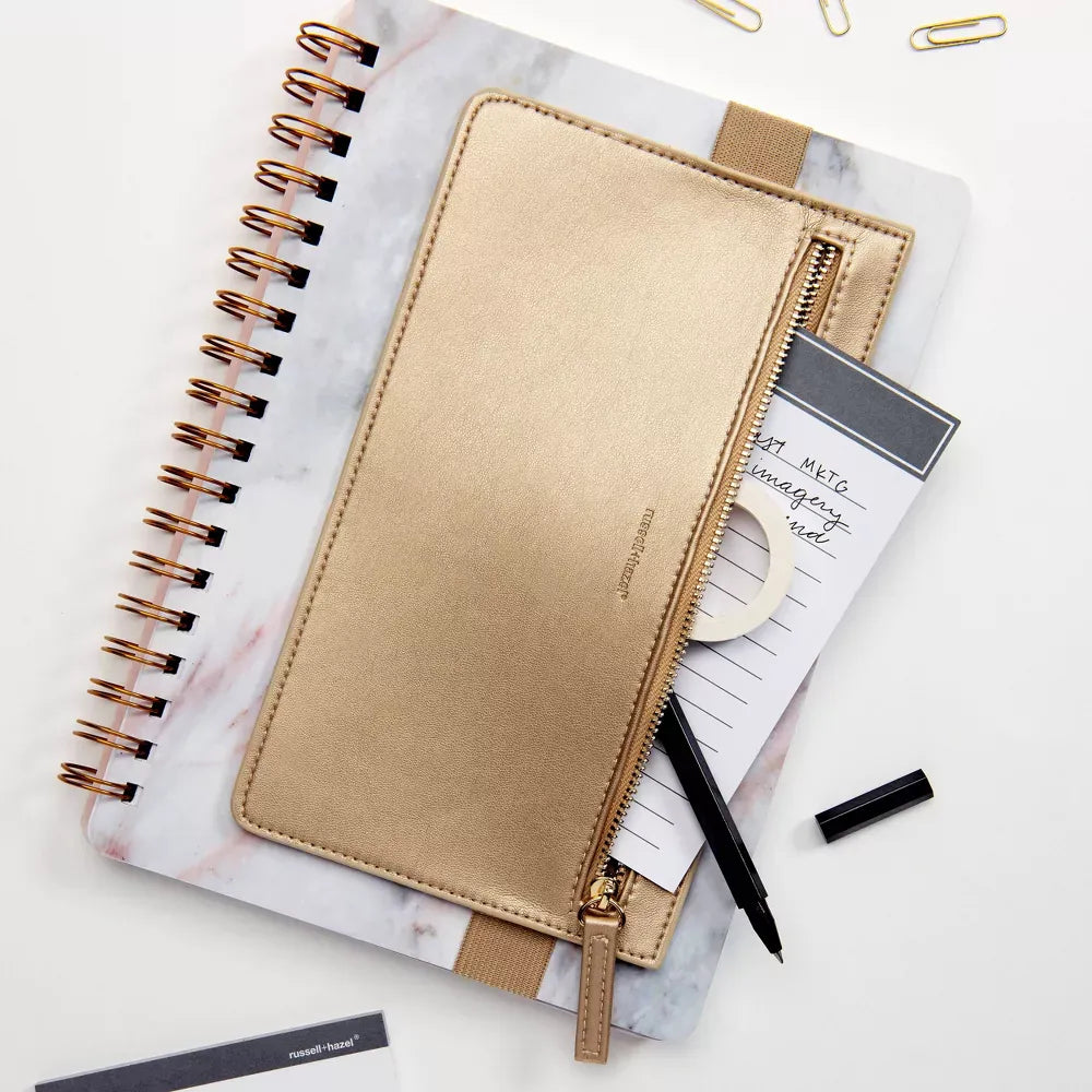 Mini Pencil Case - Gold Vegan Leather 93133 russell+hazel Pencil Case