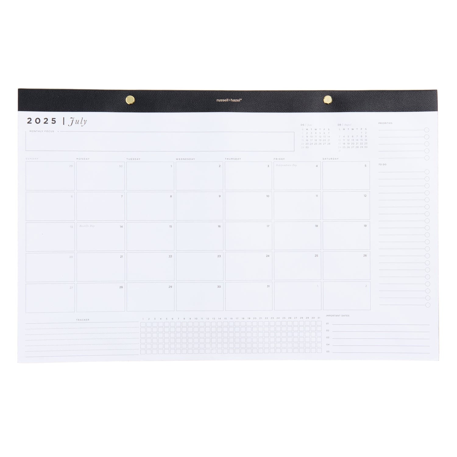 Vegan Leather Desktop Calendar - 11" x 17" - 12 Months 103364 russell+hazel Calendar