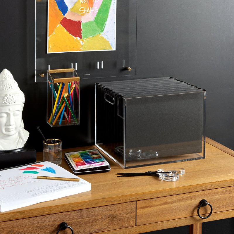 Clear Acrylic Hanging File Box, Letter Sized, 12.25" x 12.75" x 10