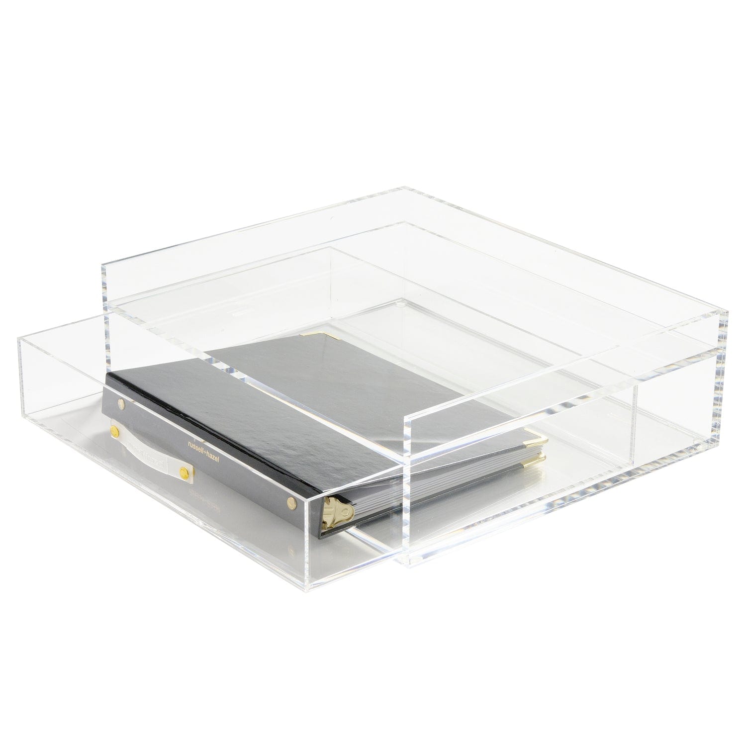 russell+hazel Large Acrylic Flip Box, 12.5” x 6.5”, Desktop Organization, Clear, 1 Count, 98148