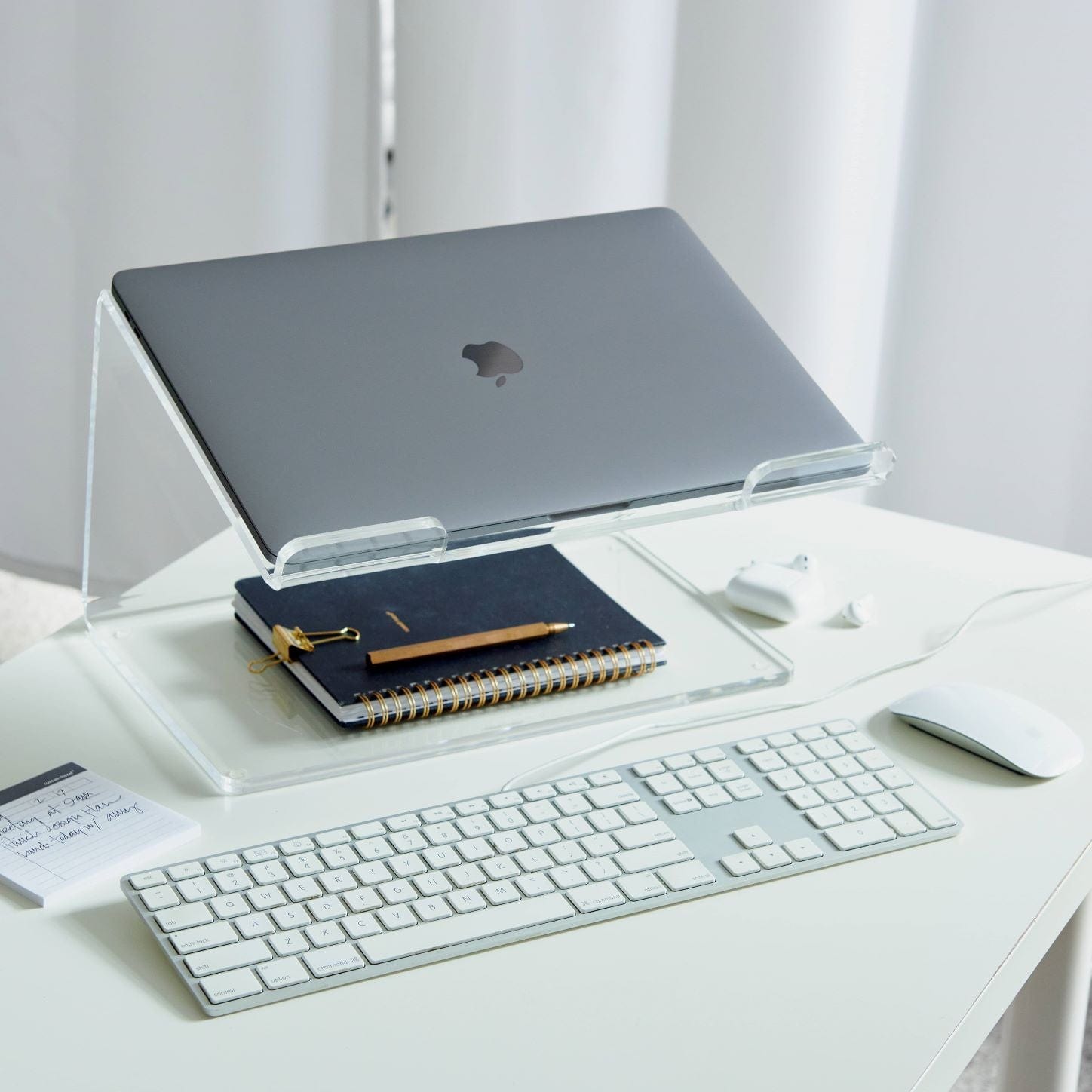 Clear Acrylic Laptop Stand, 14" x 12.125" x 8.75", with Cable Management, For Up to 16" Laptops