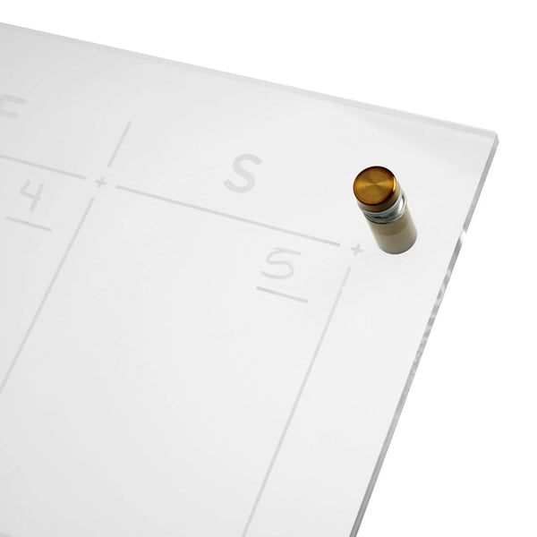 Clear Acrylic Monthly Dry Erase Wall Calendar, 24" x 24", Includes Wet