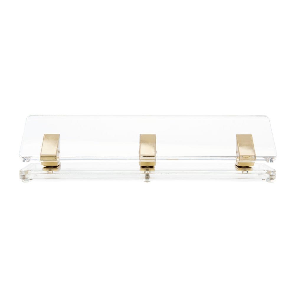 Clear Acrylic Signature 3-Hole Punch, 11 x 2.75 x 2.75, 10 Sheet  Capacity, with Gold Tone Hardware (44629)