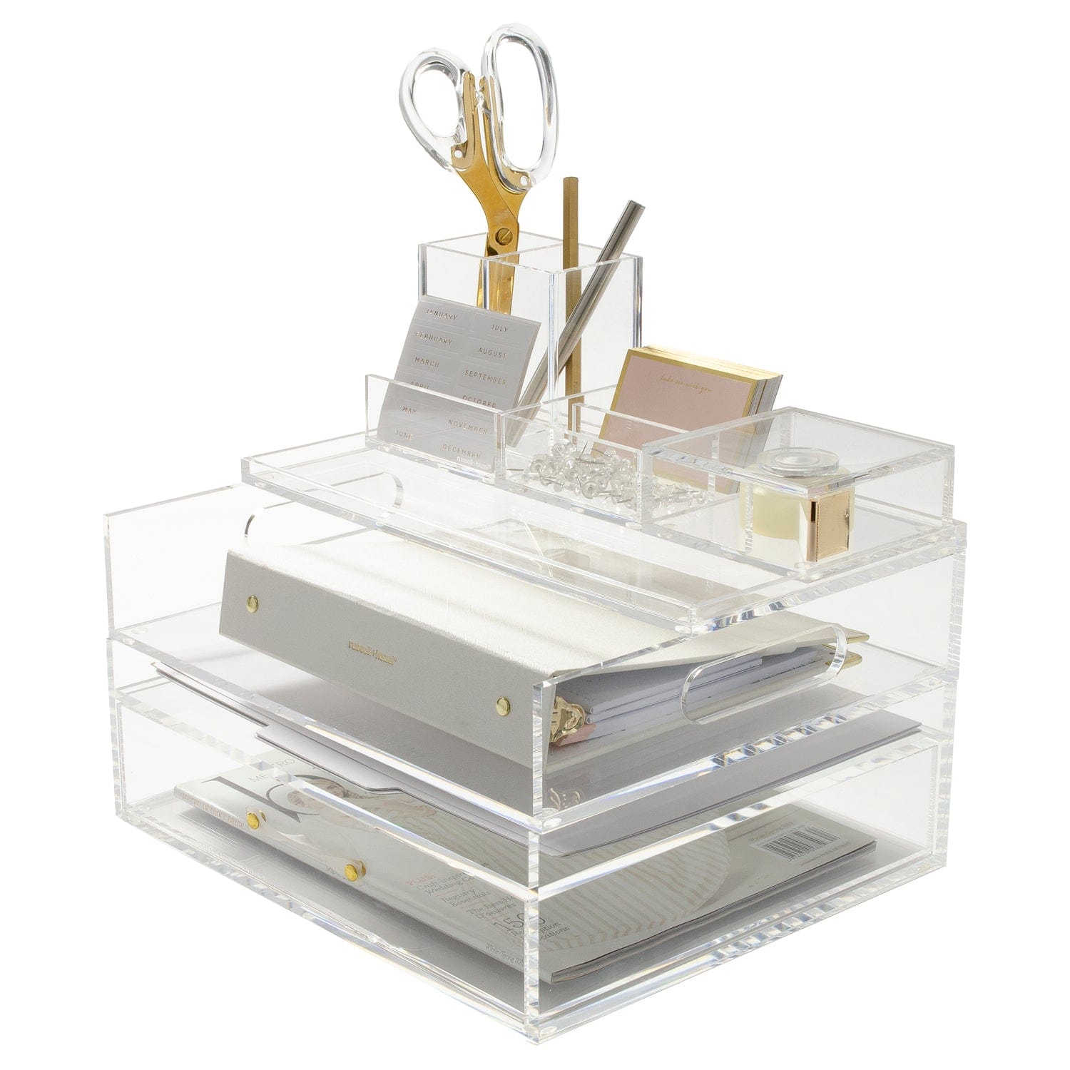 Desk Storage Box Supply Organizers Stackable Makeup Organizer Box Inbox Zero