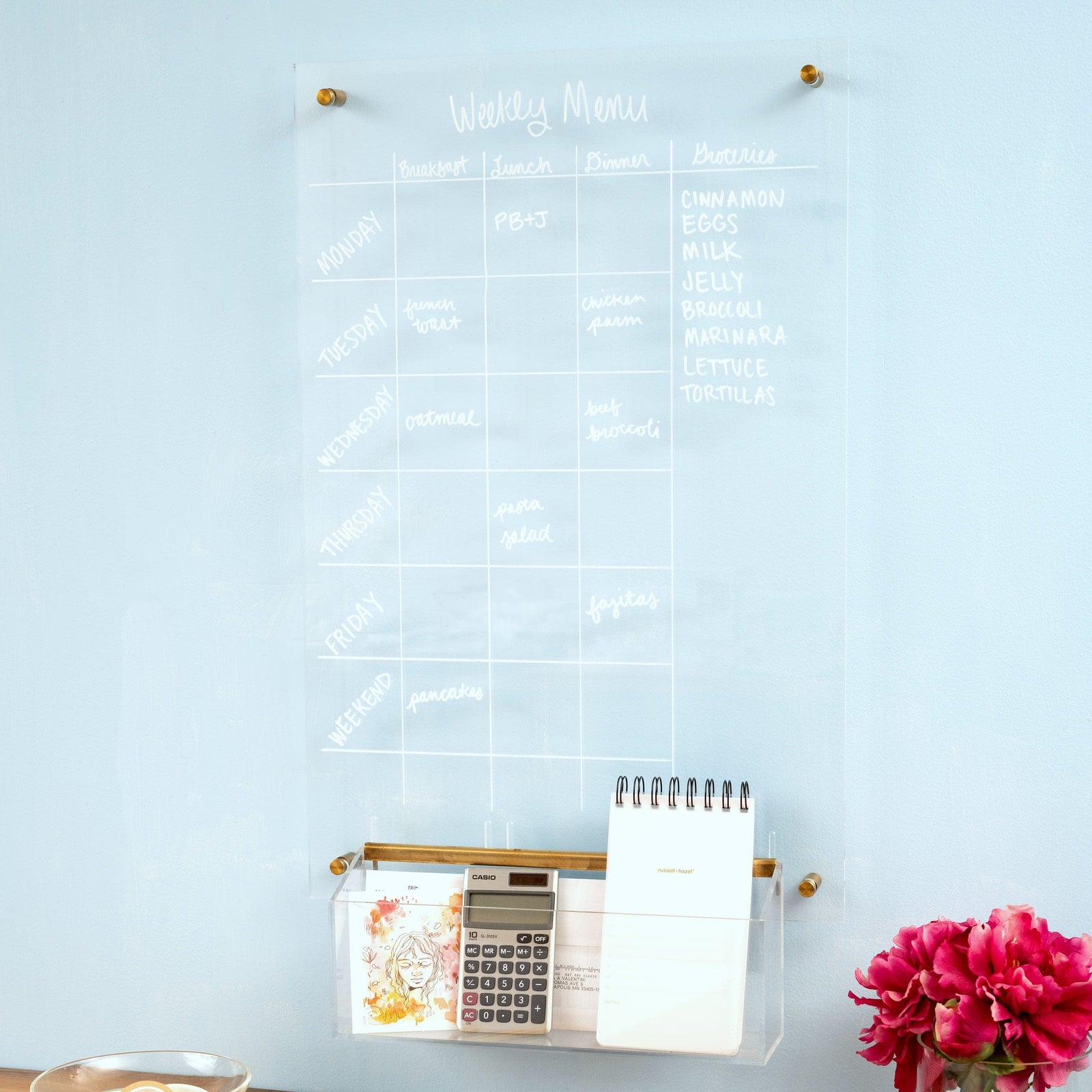 Acrylic Wall Memo Board 62858 russell+hazel Acrylic Organization