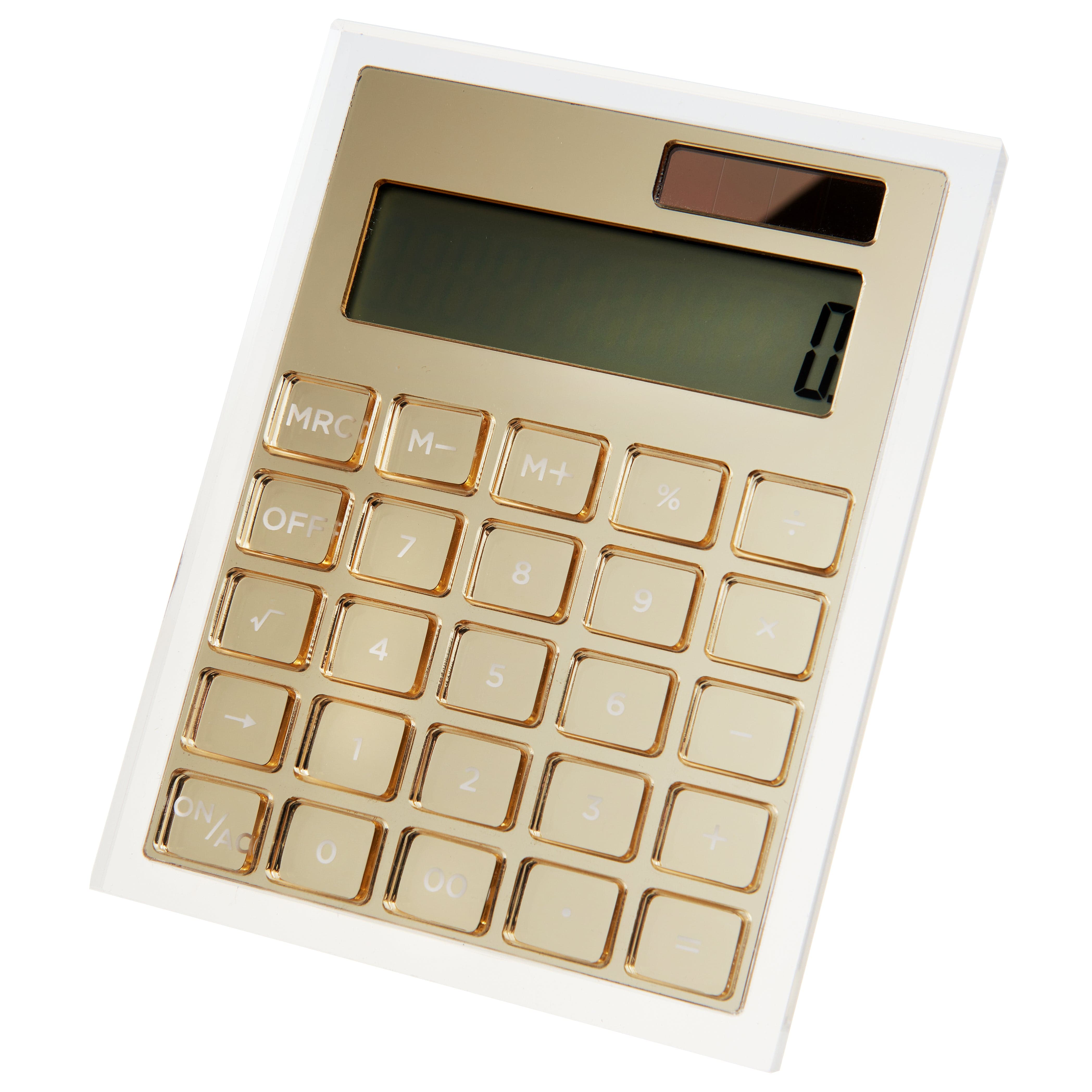 Gold Acrylic Desktop Accessory Bundle including Calculator, Tape Dispenser,  Scissor and Stapler (53700)