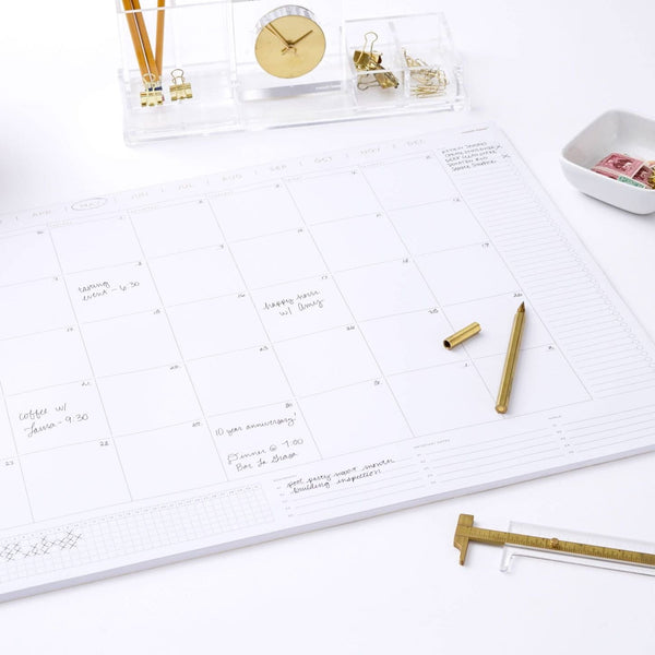 Monthly Undated Desk Calendar Pad with Goals Tracker, 22
