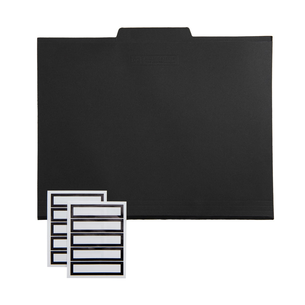 File Folder, Center Tab, Letter Size, Black, Black Foil Labels, 12