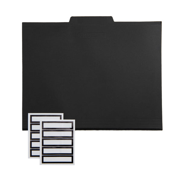 File Folder, Center Tab, Letter Size, Black, Black Foil Labels, 12/Box