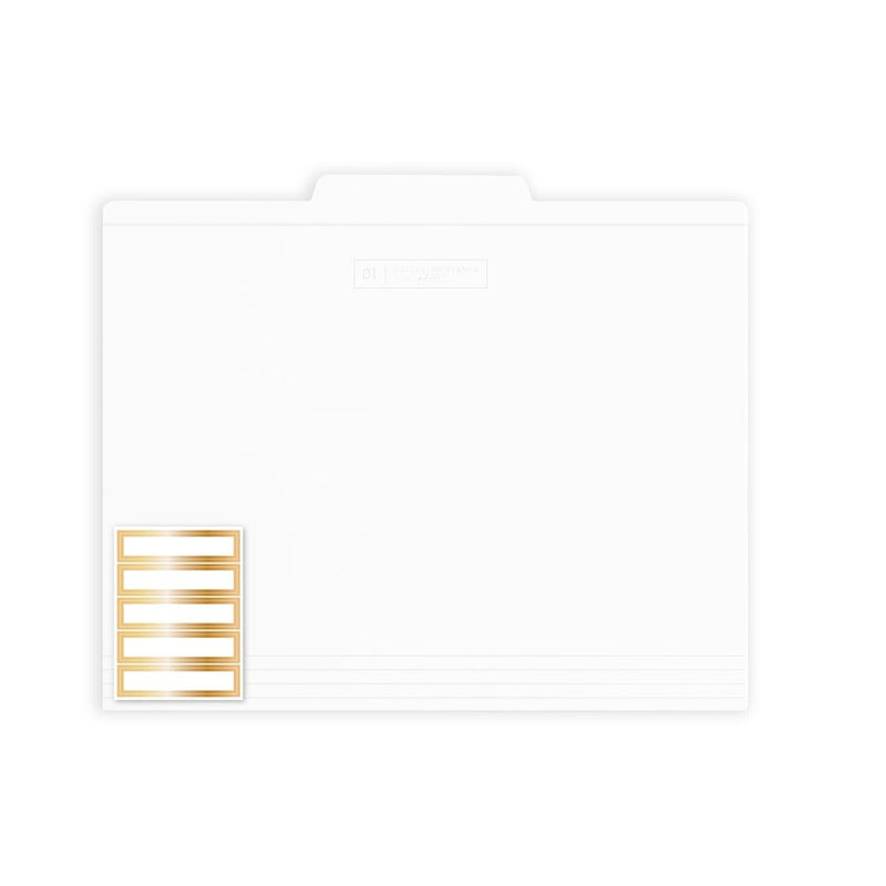 File Folder, Center Tab, Letter Size, White, Gold Foil Labels, 12/Box ...