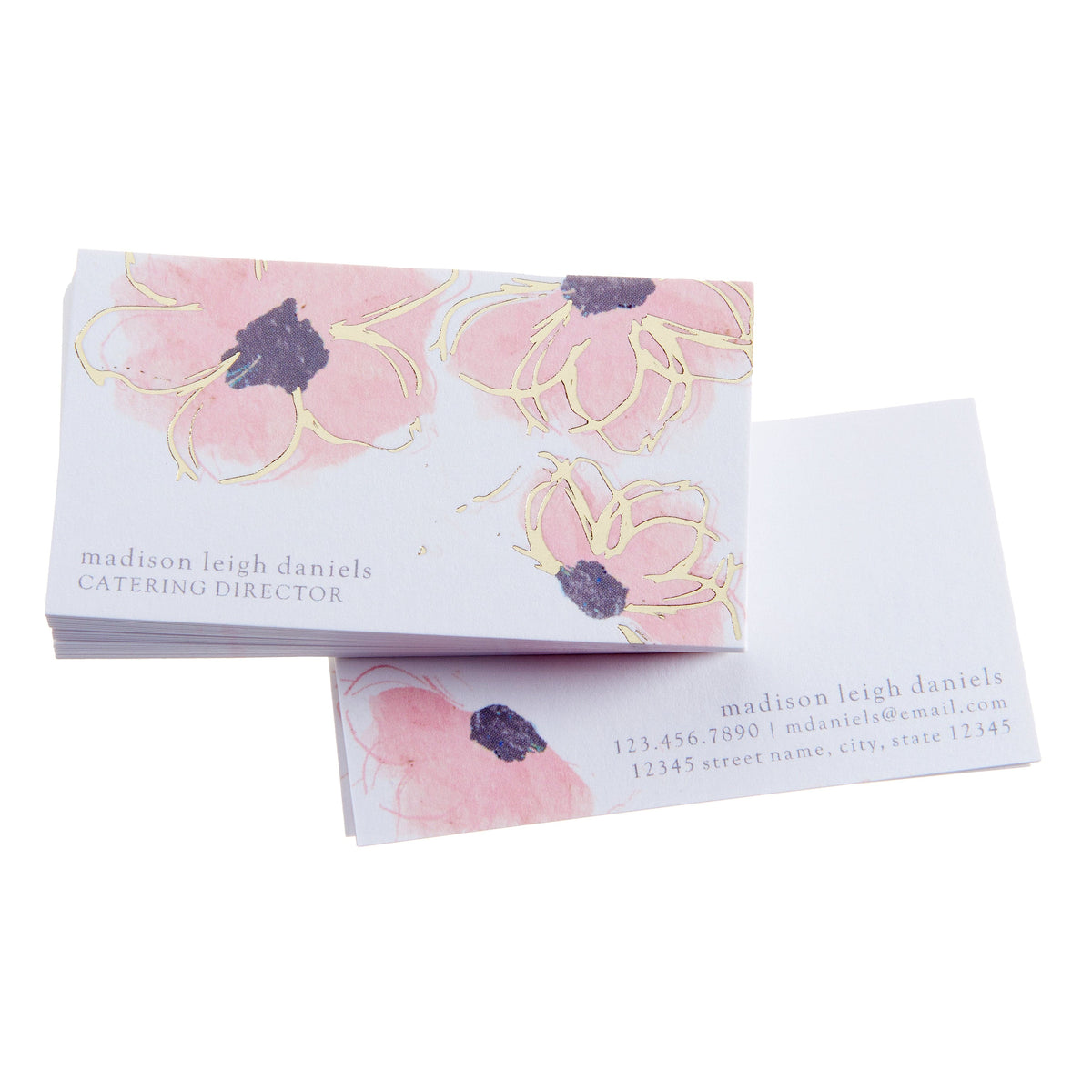 Floral Custom Foil Business Cards 99209 russell+hazel Business Cards