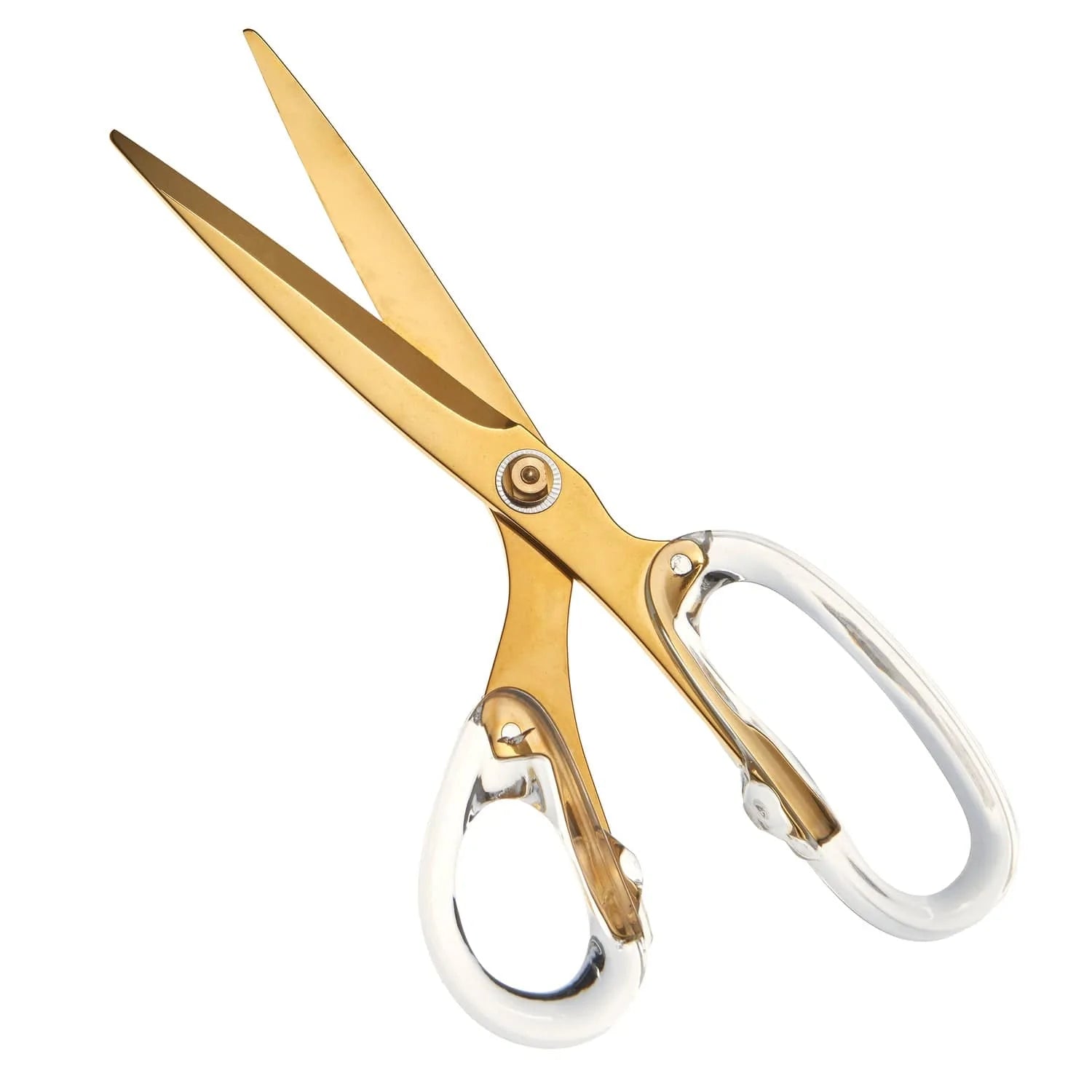 9 Clear Acrylic Scissors, Gold Tone High Quality Sheers, Bent Handle  (26002)