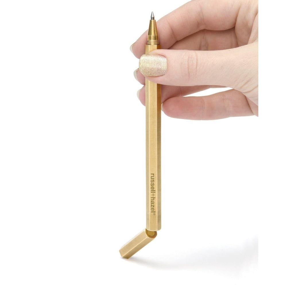 Rollerball Pen, Extra Fine Point (0.5mm), Gold Metal Barrel, Black